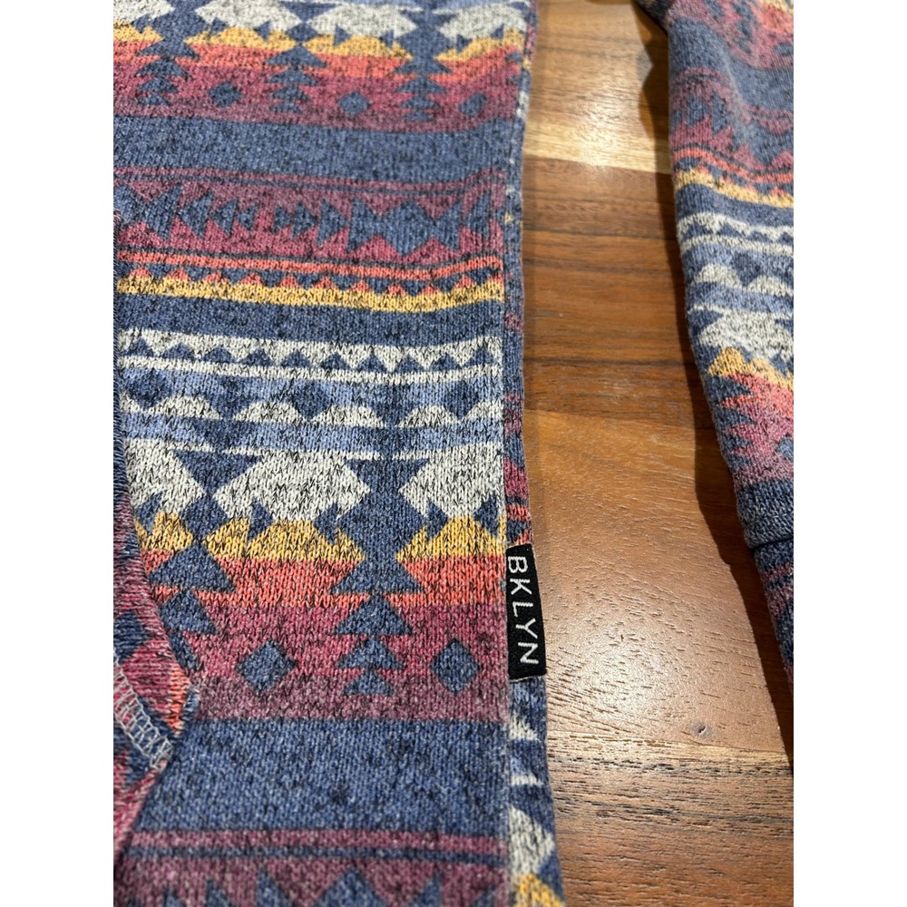 Brooklyn Cloth Mens Southwestern Buffalo Geometric Print Hoodie Blue Red Medium - Picture 6 of 7